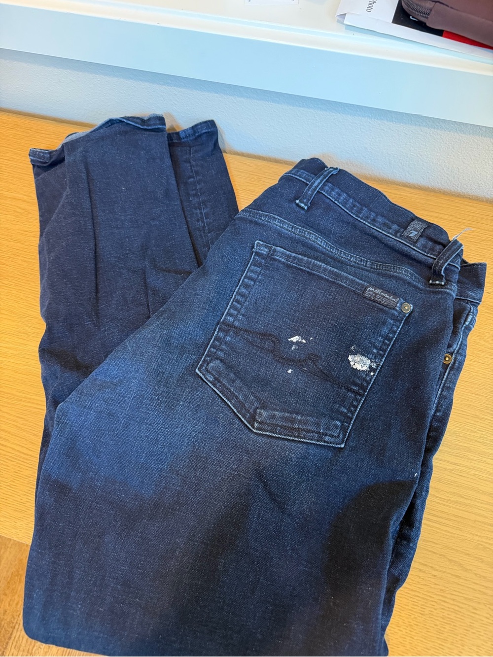 7 For All Mankind Men's Dark Blue Skinny Jeans